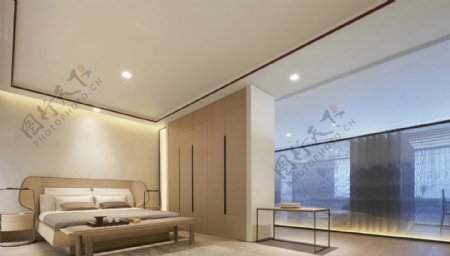 现代简约工业风实木卧室效果设计展示图