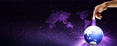 紫色星空地球banner背景