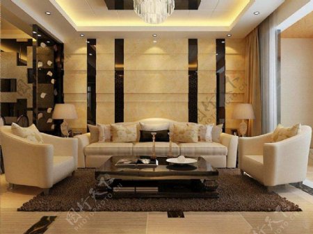 现代风格客厅沙发背景墙设计家装效果图