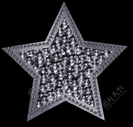 银质镶钻五角星免抠png透明素材
