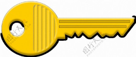 手绘黄色钥匙免抠png透明素材