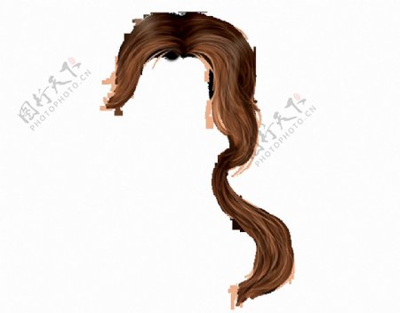 褐色波浪头发免抠png透明图层素材