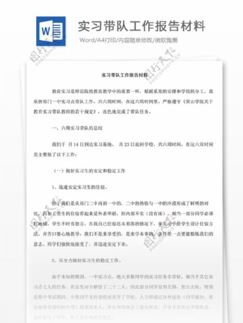 实习带队工作报告材料