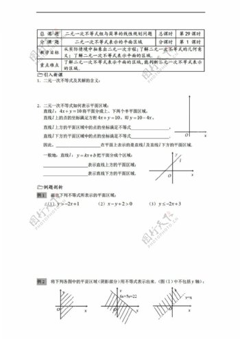 数学苏教版溧水县第二高级中学必修二教学案第29课时二元一次不等式表示的平面区域