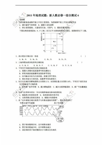 地理人教版试题必修一综合测试6