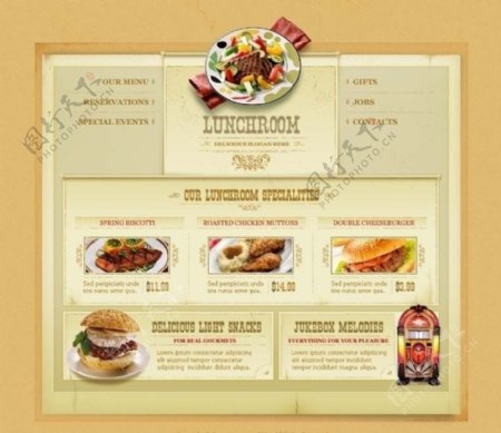 欧美旅游美食类网站模板