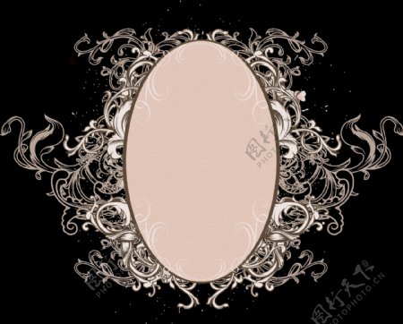 手绘银边粉色时尚镜子png透明素材
