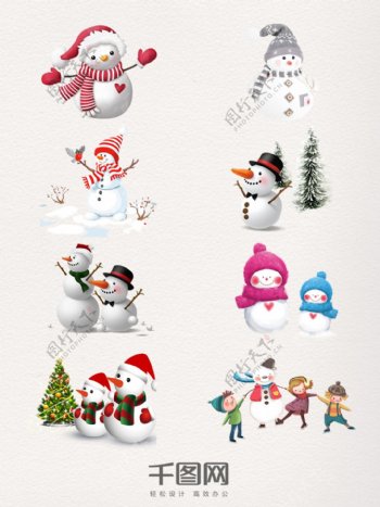 创意彩色圣诞雪人装饰图