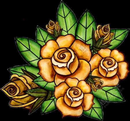 黄色玫瑰花透明素材