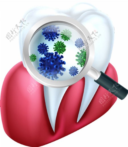 牙龈牙齿上的细菌矢量素材
