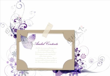 梦幻紫色花边边框背景素材