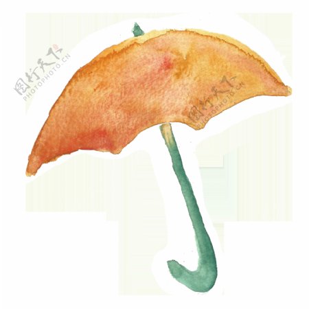 橘黄雨伞卡通透明素材