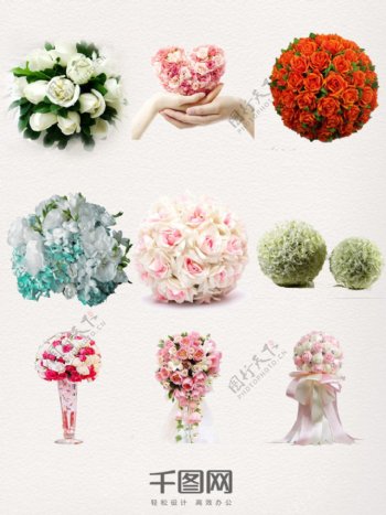 彩色婚礼花球元素素材