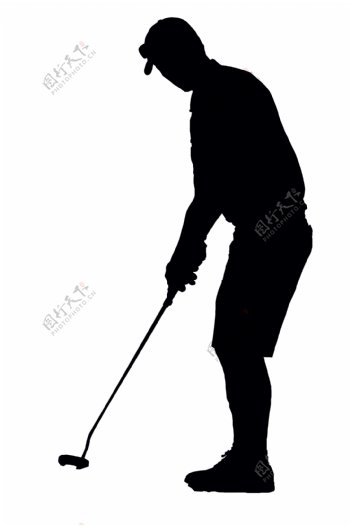 高尔夫球运动男人剪影免抠psd透明素材