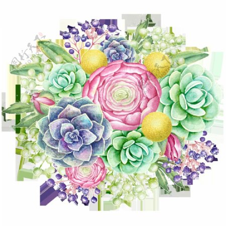 高贵花卉卡通透明素材