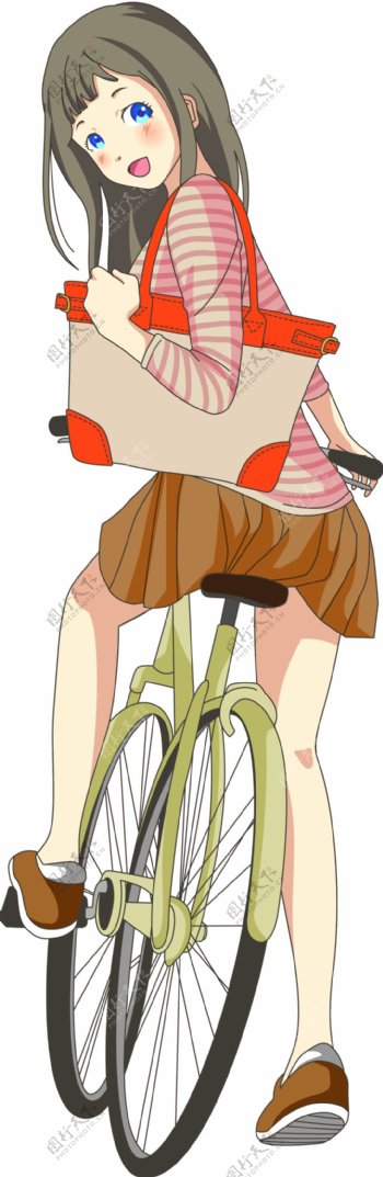 可爱卡通骑自行车的人物