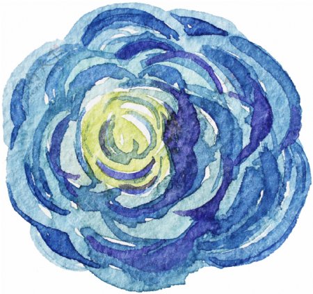 立体蓝色花卉卡通水彩透明素材