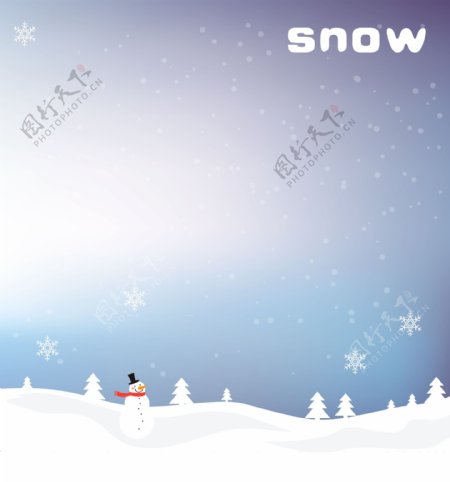 雪人矢量下雪天渐变海报背景素材
