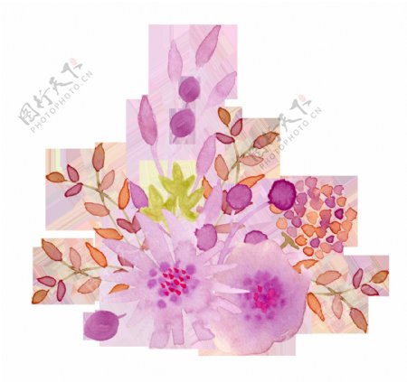 水彩淡雅紫色花png透明素材
