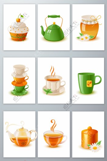 水杯茶壶设计素材