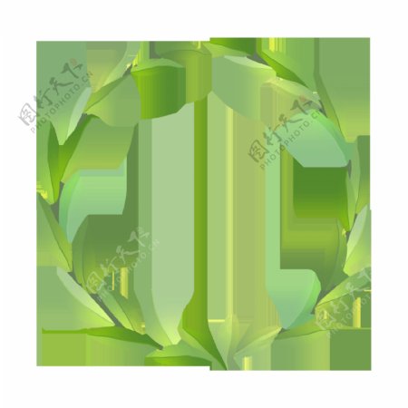 绿色树枝编织花环卡通透明素材