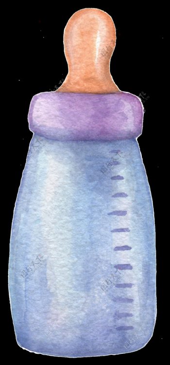 紫盖奶瓶透明装饰素材