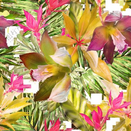 手绘水彩缤纷花朵装饰png透明素材