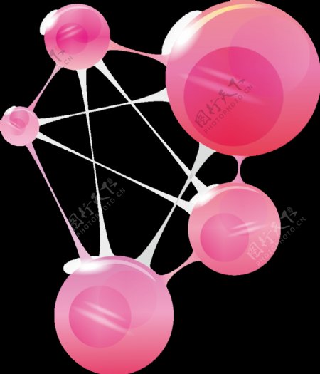 粉色圆球链接透明素材
