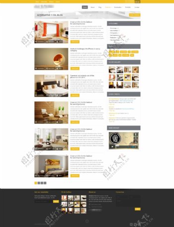 小清新的家居网站案例展示列表界面
