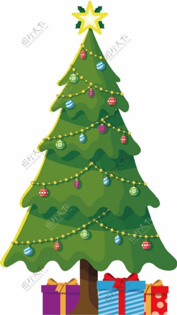卡通素材圣诞节设计元素圣诞树装饰图案集合