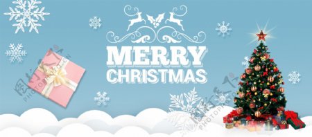 雪花圣诞节圣诞树淘宝电商海报