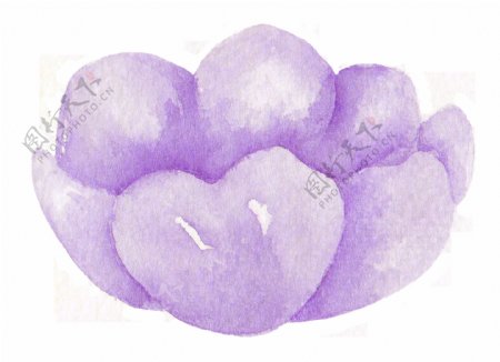 紫色水彩花卉透明装饰素材