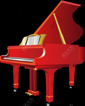 红色卡通钢琴设计