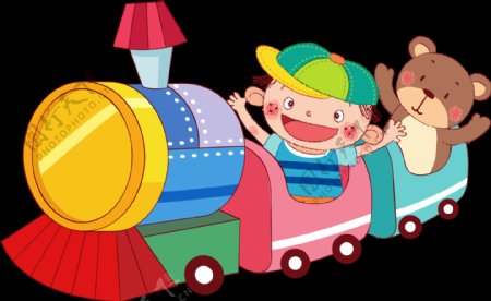儿童游玩小火车元素设计