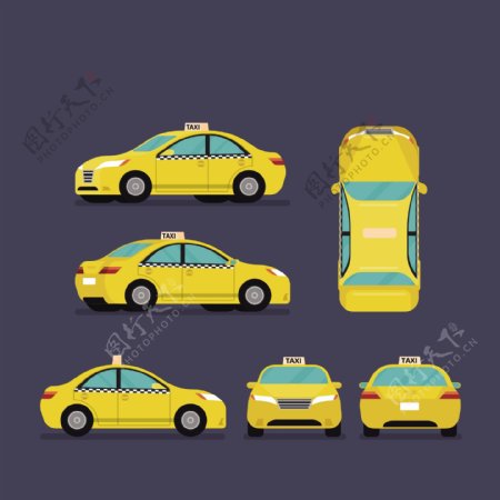 黄色卡通小轿车元素设计