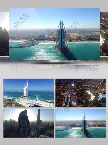 迪拜帆船酒店城市无人机高清实拍