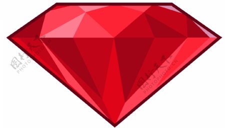 卡通红色钻石png元素