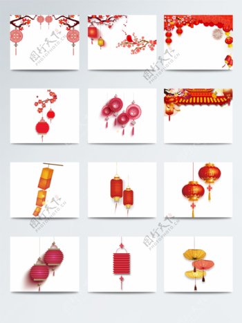 高质量喜庆春节手绘灯笼素材