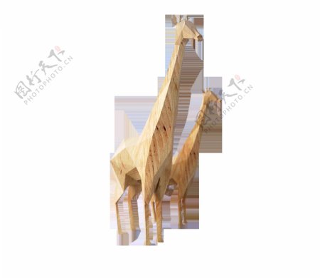 长颈鹿木头模型png元素