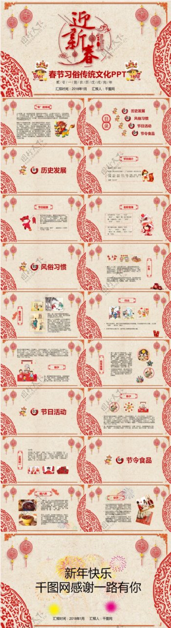 红色喜庆中国传统文化PPT模板