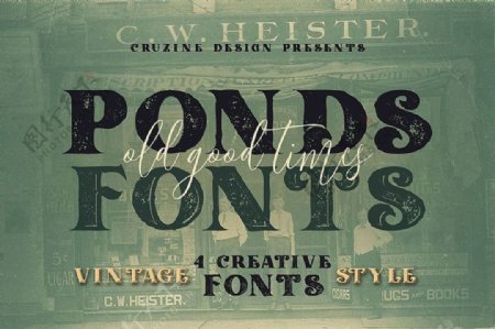 怀旧PondsTypeface印刷字体