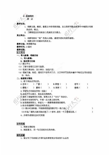 语文人教版四川省八年级语文下册教案2我的母亲