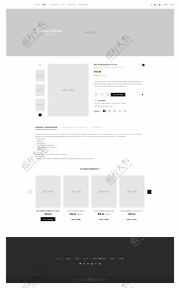 时尚网站产品简介页面PSD模板