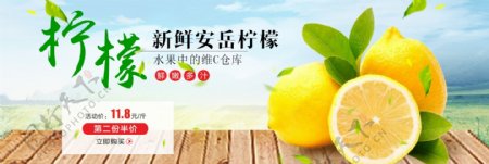 清新文艺柠檬banner海报