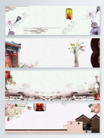 中国风古镇春节旅游banner背景