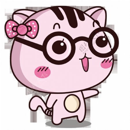 卡通可爱眼镜猫素材