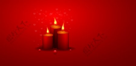 红色蜡烛矢量浪漫背景图
