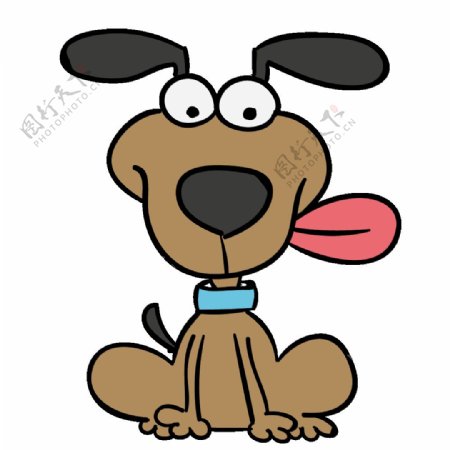 可爱褐色宠物狗卡通手绘装饰元素