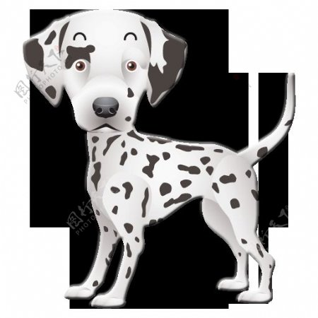 帅气黑白斑点小狗卡通手绘装饰元素