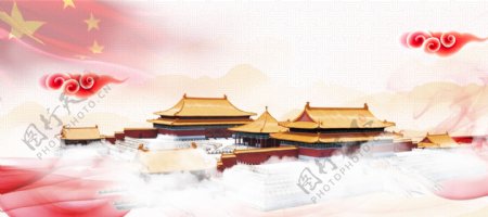2018新年中国风物品灯笼扇子海报背景